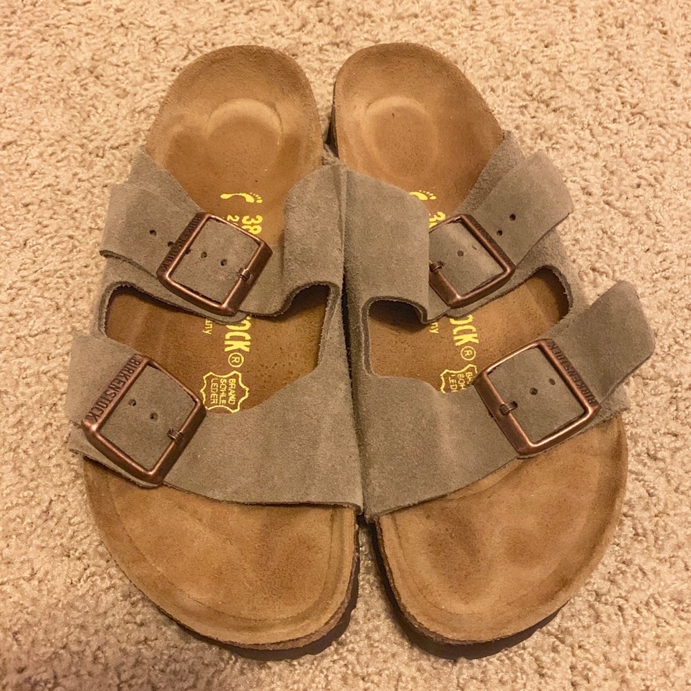 Birkenstock Arizona Suede Leather Taupe Sandals
